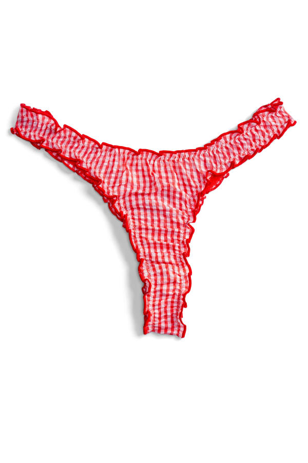 leboudoirlosangeles La Gaby Vichy Tanga Panties - Coral