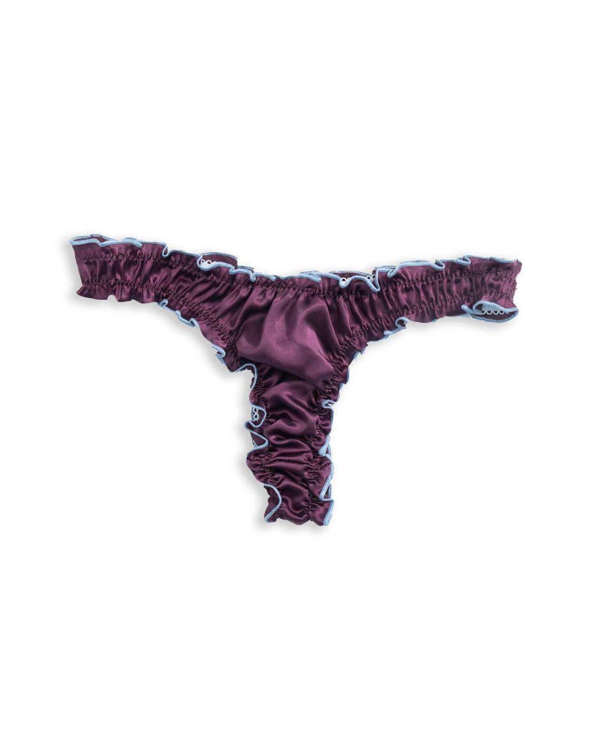 leboudoirlosangeles La Isabella Silk Tanga Panties - Burgundy/Baby Blue - Image 4 of 6