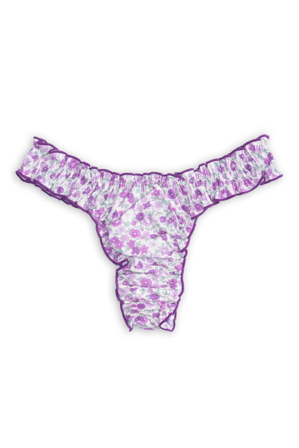 leboudoirlosangeles La Madeleine Purple Flowers Cotton Tanga