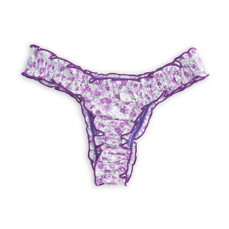 leboudoirlosangeles La Madeleine Purple Flowers Cotton Tanga