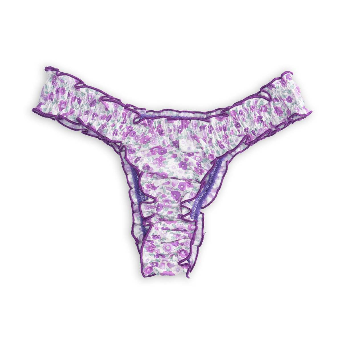 leboudoirlosangeles La Madeleine Purple Flowers Cotton Tanga - Image 4 of 5