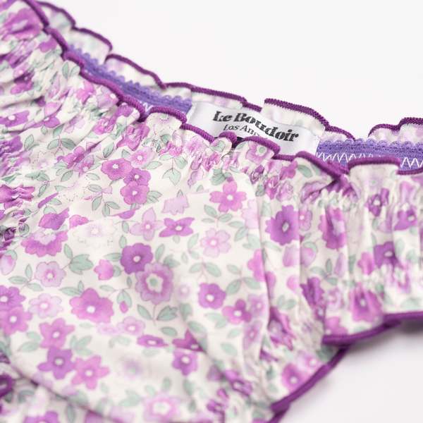 leboudoirlosangeles La Madeleine Purple Flowers Cotton Tanga