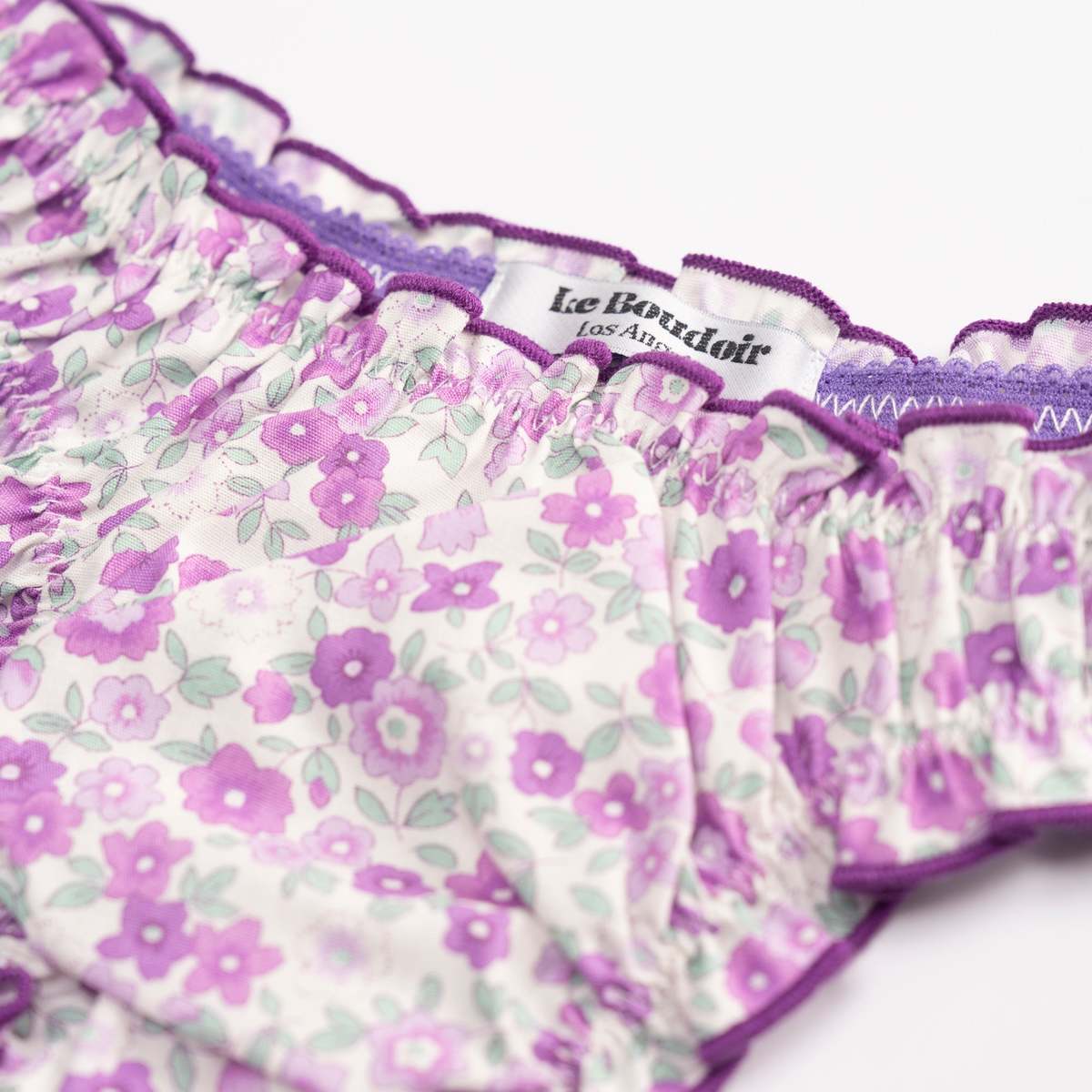 leboudoirlosangeles La Madeleine Purple Flowers Cotton Tanga - Image 5 of 5