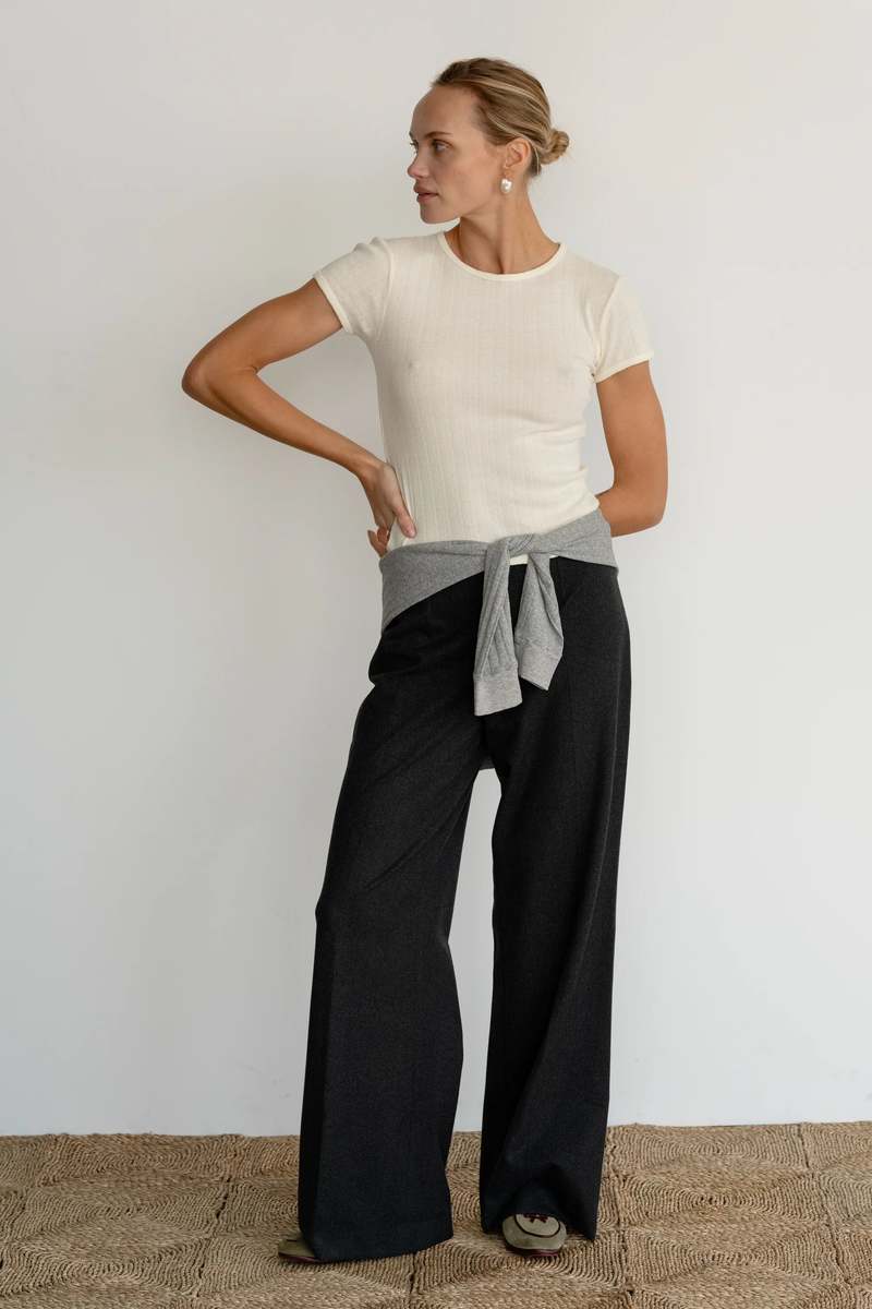 Donni. The Pointelle Baby Tee - Creme