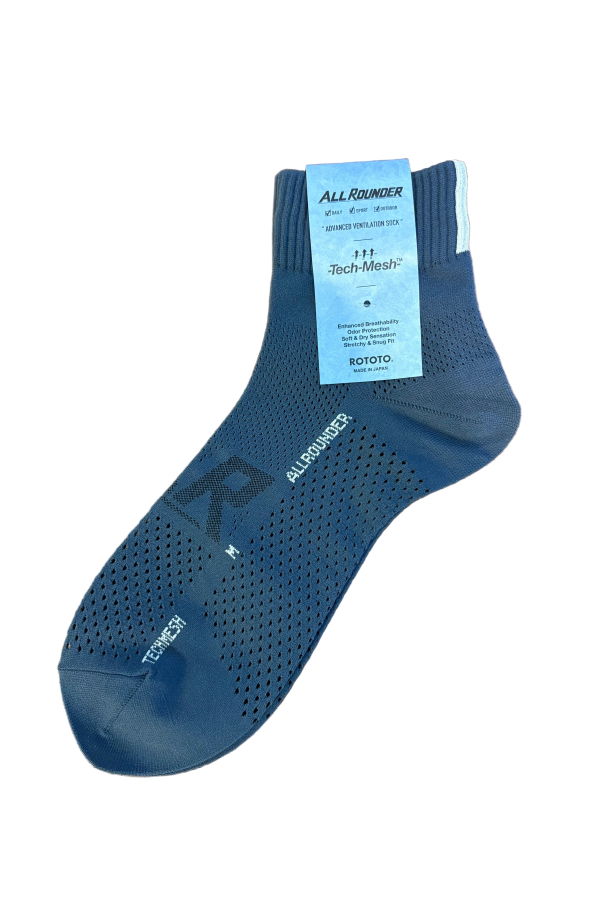 Rototo Allrounder Tech-Mesh Ankle Socks - Iron Blue