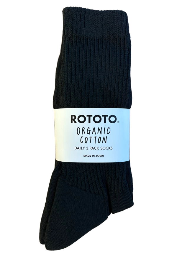 Rototo Organic Daily 3 Pack Crew Socks