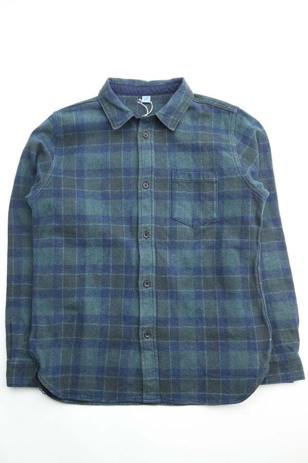 Pure Blue Japan 2235-BR Woven Cotton Tweed Check Indigo Overdye Shirt