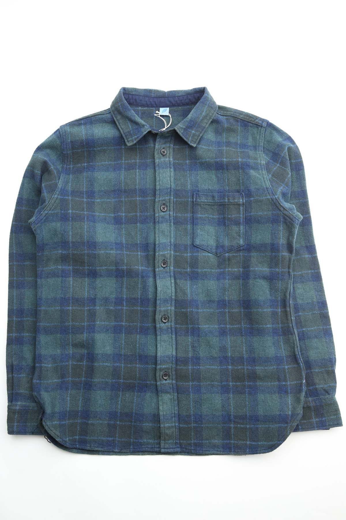 Pure Blue Japan 2235-BR Woven Cotton Tweed Check Indigo Overdye Shirt - Image 1 of 10
