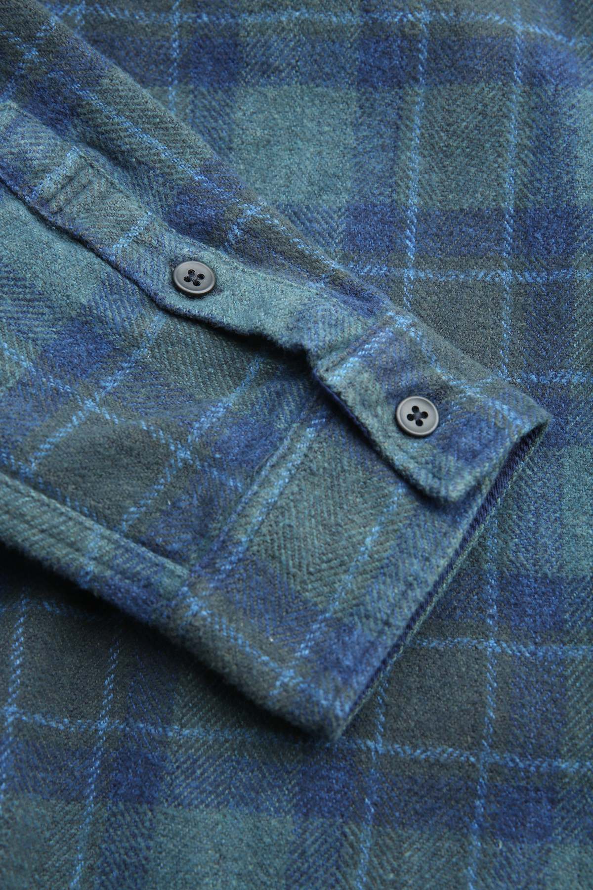 Pure Blue Japan 2235-BR Woven Cotton Tweed Check Indigo Overdye Shirt - Image 4 of 10