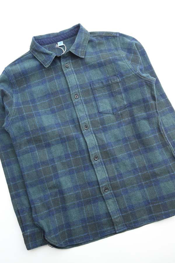 Pure Blue Japan 2235-BR Woven Cotton Tweed Check Indigo Overdye Shirt