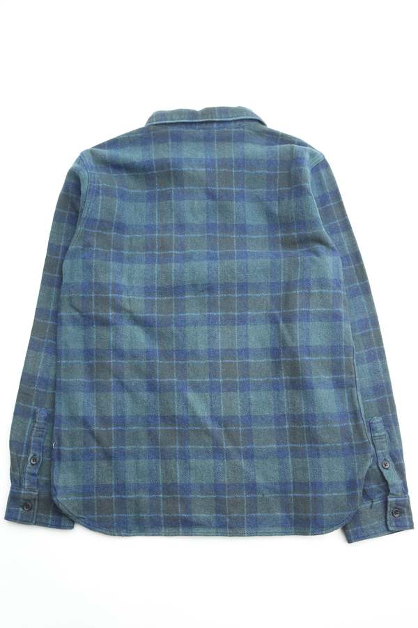Pure Blue Japan 2235-BR Woven Cotton Tweed Check Indigo Overdye Shirt