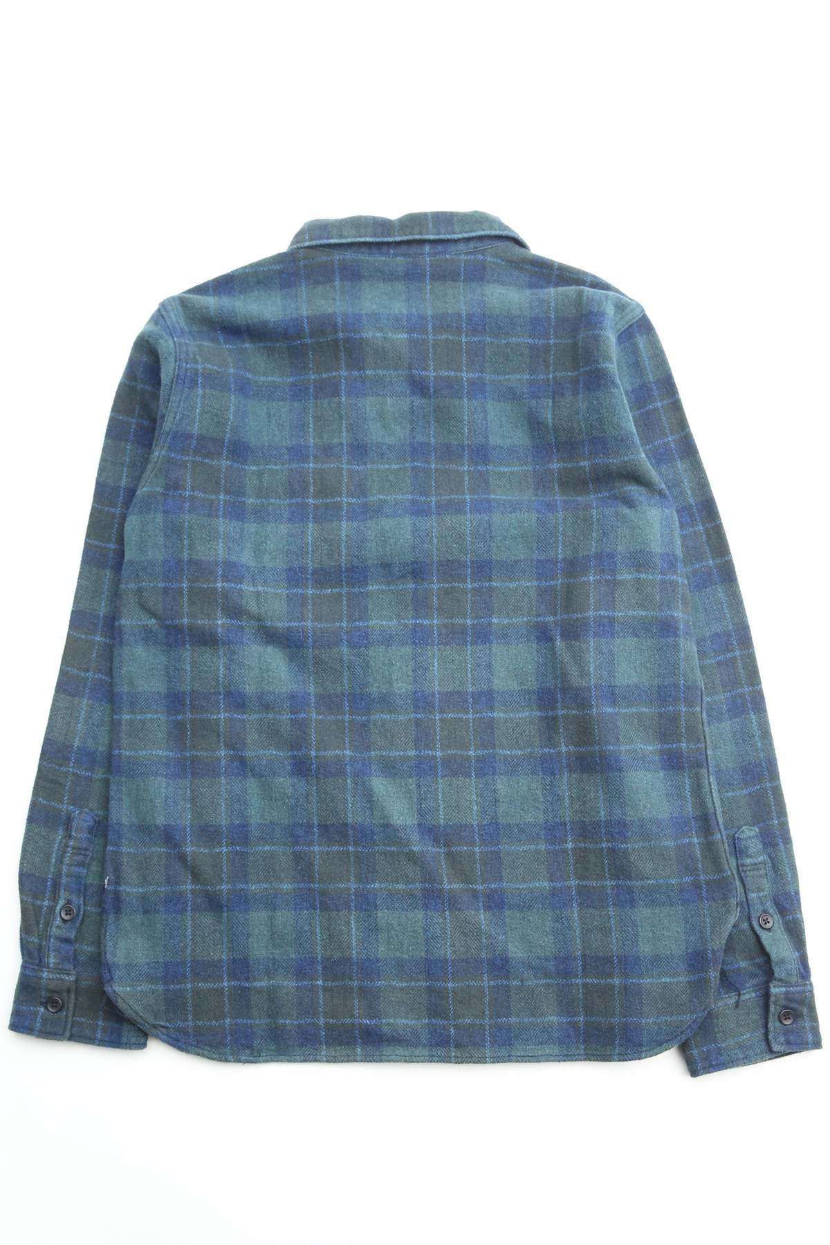 Pure Blue Japan 2235-BR Woven Cotton Tweed Check Indigo Overdye Shirt - Image 9 of 10