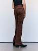 Ernest W. Baker Brown Calf Suede Leather Flare Pants - Brown - Thumbnail 2