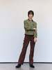 Ernest W. Baker Brown Calf Suede Leather Flare Pants - Brown - Thumbnail 3