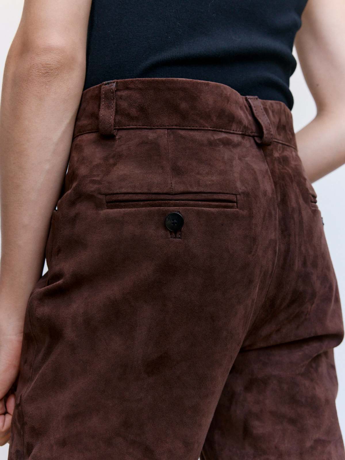 Ernest W. Baker Brown Calf Suede Leather Flare Pants - Brown - Image 6 of 9
