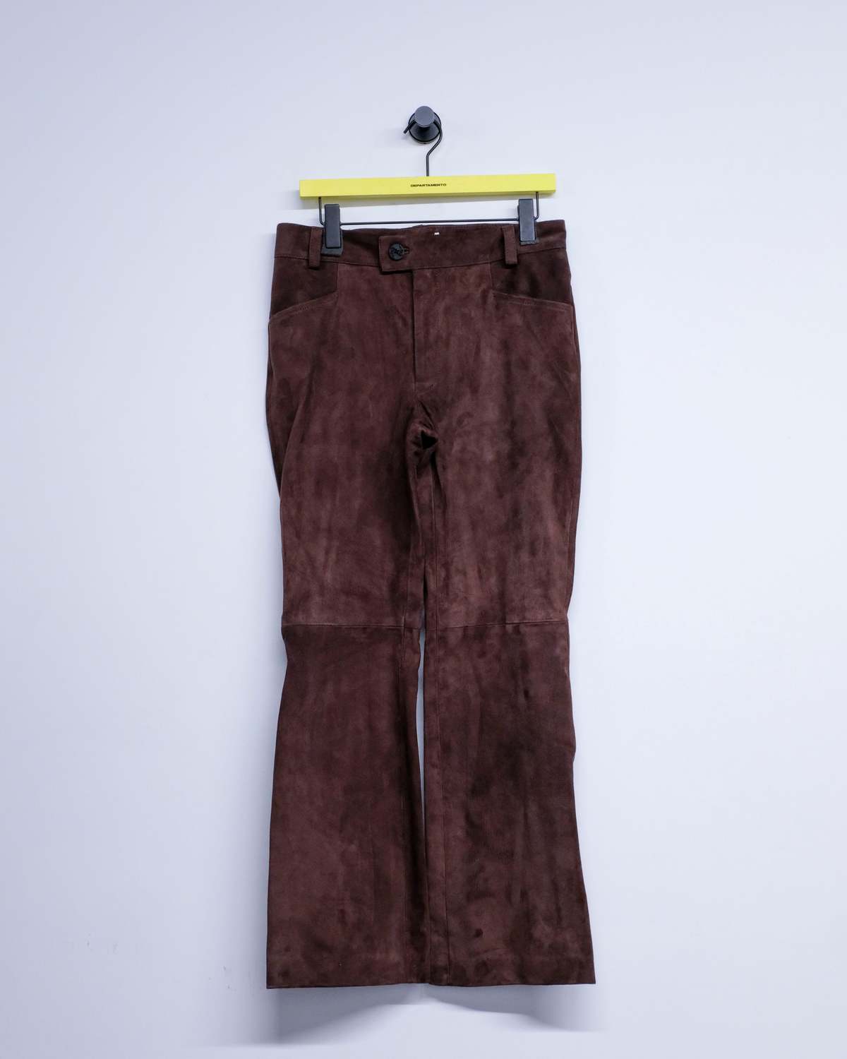 Ernest W. Baker Brown Calf Suede Leather Flare Pants - Brown - Image 8 of 9