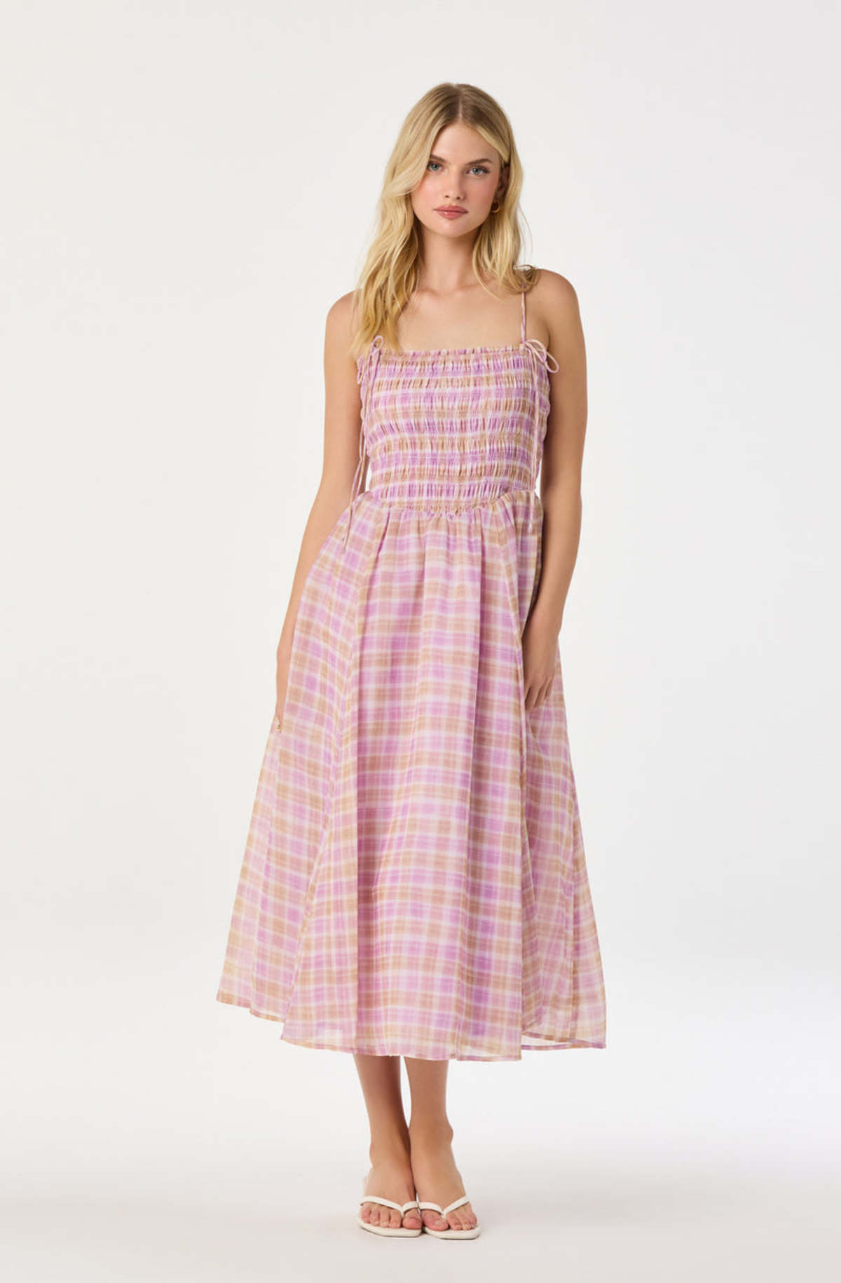 ASTR The Label Lahela Plaid Smocked Midi Dress - Image 5 of 6