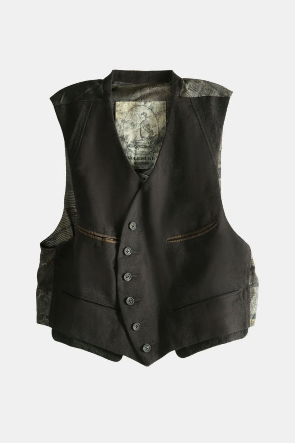 Ziggy Chen Dark Brown Button Wool Gilet Vest - Gray
