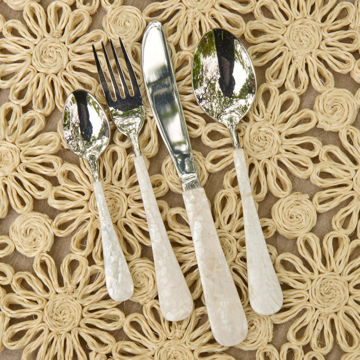 Kubo Mother Of Pearl Flatware Set of 4 Flatware Set - Image 3 of 6