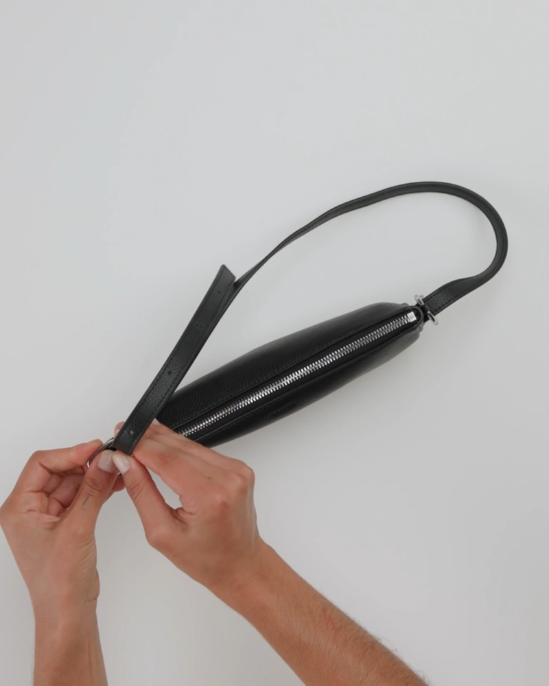 BAGGU Black Recycled Leather Pochette Purse