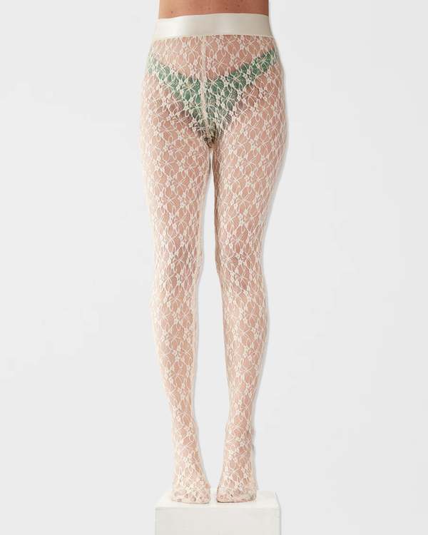 Simone Wild Lace Tights - Ivory