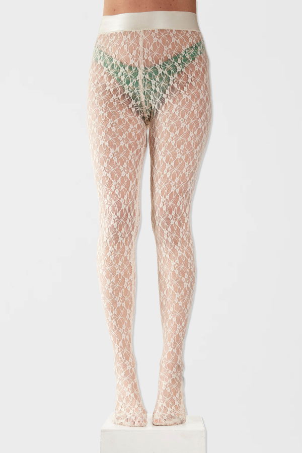 Simone Wild Lace Tights - Ivory