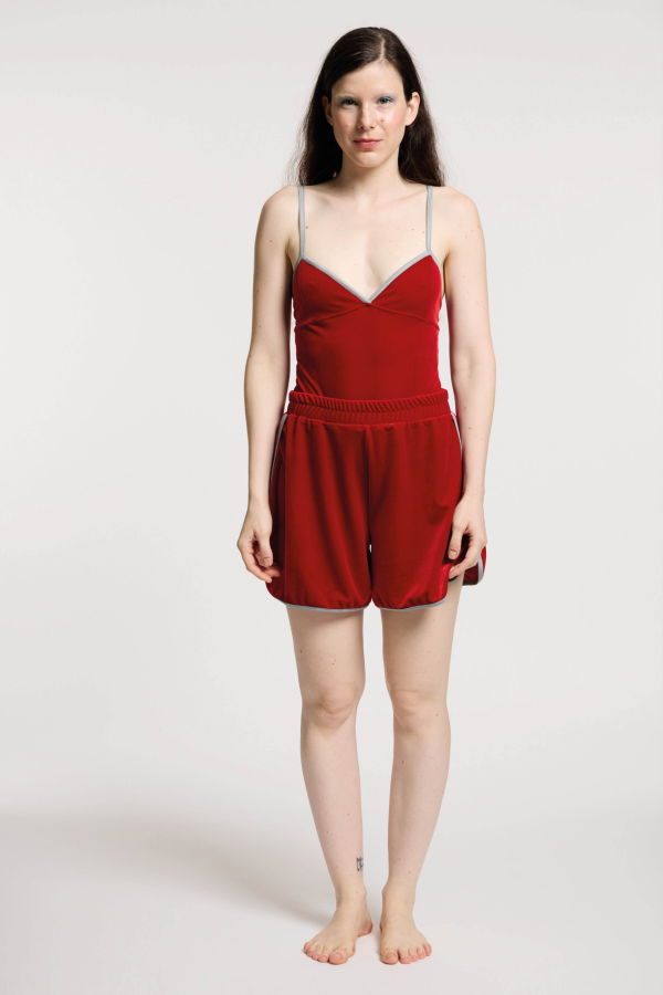 Simone Wild Velvet Running Shorts - Fire Red