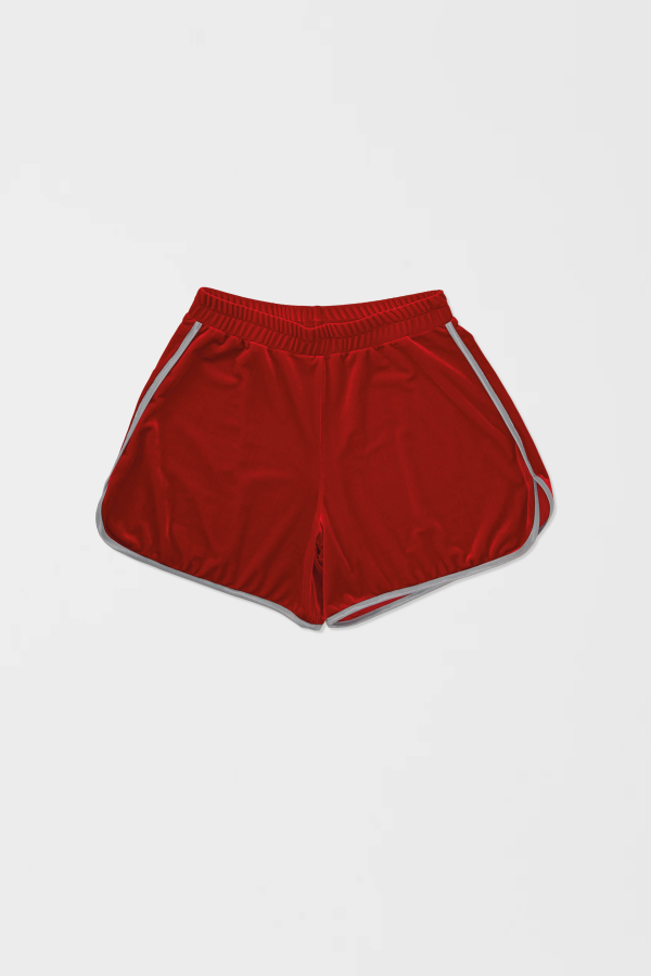 Simone Wild Velvet Running Shorts - Fire Red