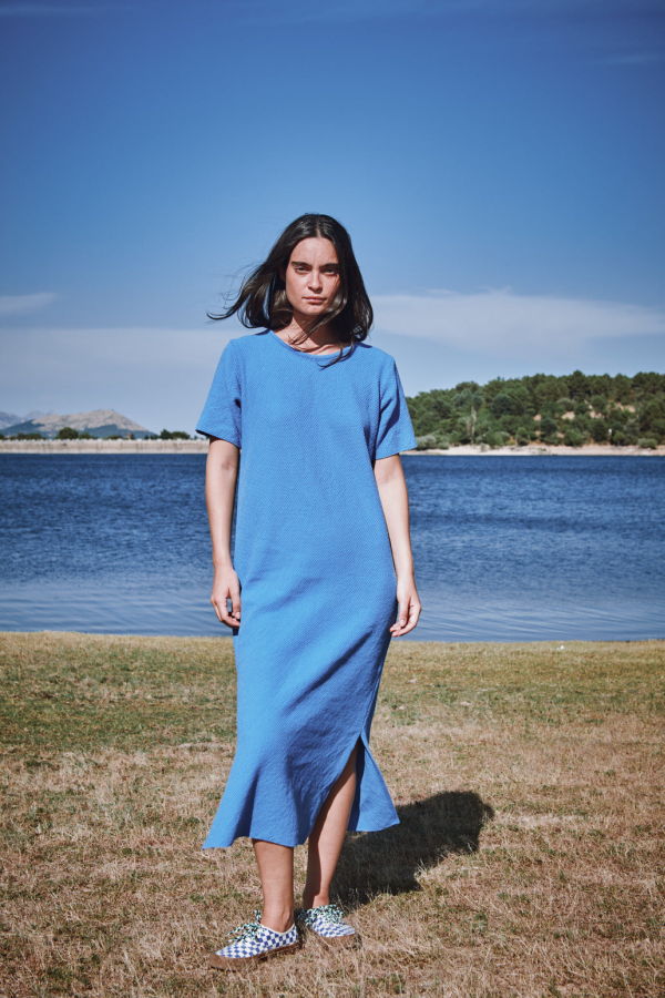 L'ENVERS Carla T-Shirt Dress - Cyan Blue