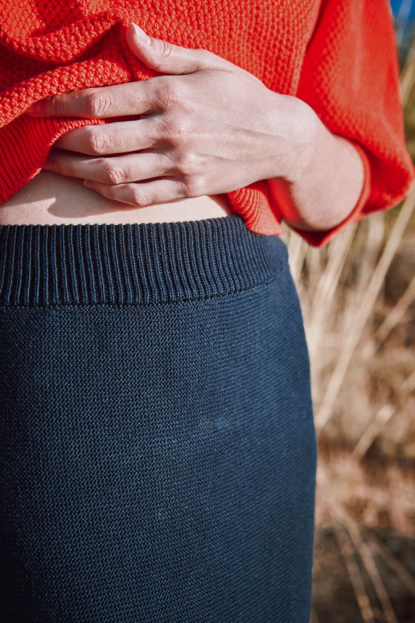 L'ENVERS Cecile Organic Cotton Straight Midi Skirt - Navy