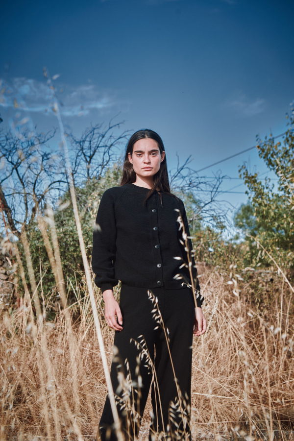 L'ENVERS Gaby Balloon-Sleeve Cardigan in Organic Cotton