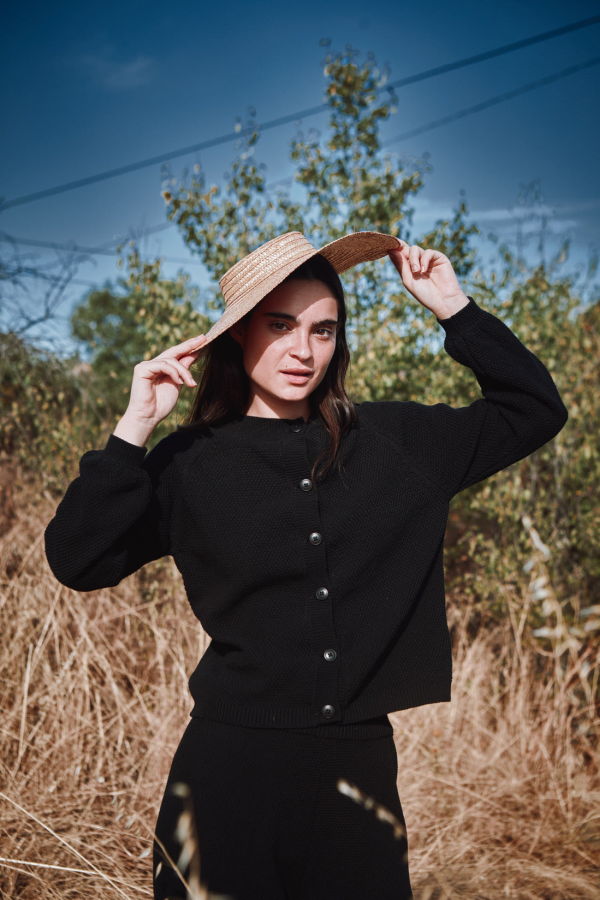 L'ENVERS Gaby Balloon-Sleeve Cardigan in Organic Cotton