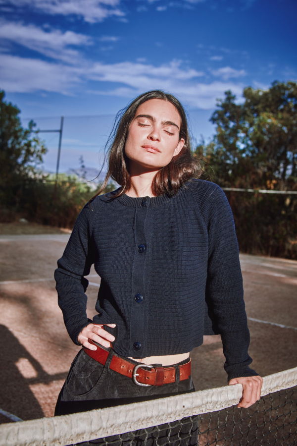 L'ENVERS Valrie Cropped Cardigan - Navy Blue