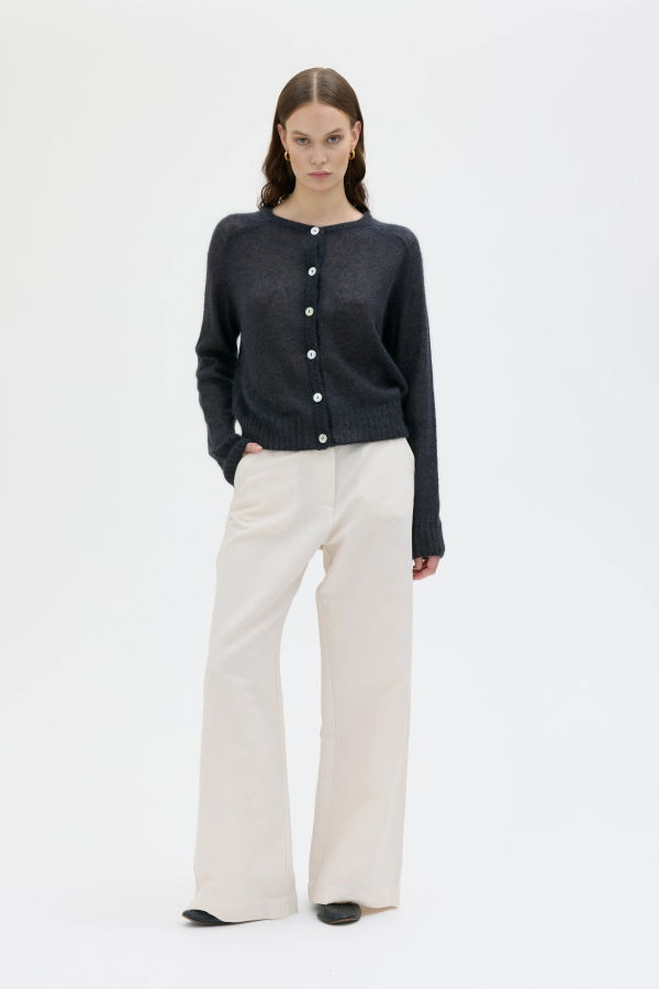 Maska Laio Light Silk Mohair Cardigan - Almost Black