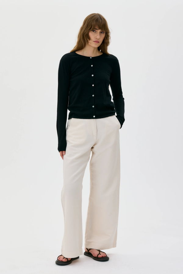 Maska Lidia Light Knitted Organic Cotton Cashmere Cardigan - Black