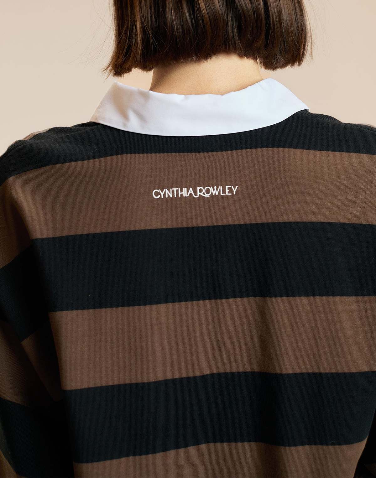 Cynthia Rowley Ardie Striped Rugby Shirt Top - BLKBR - Image 3 of 3