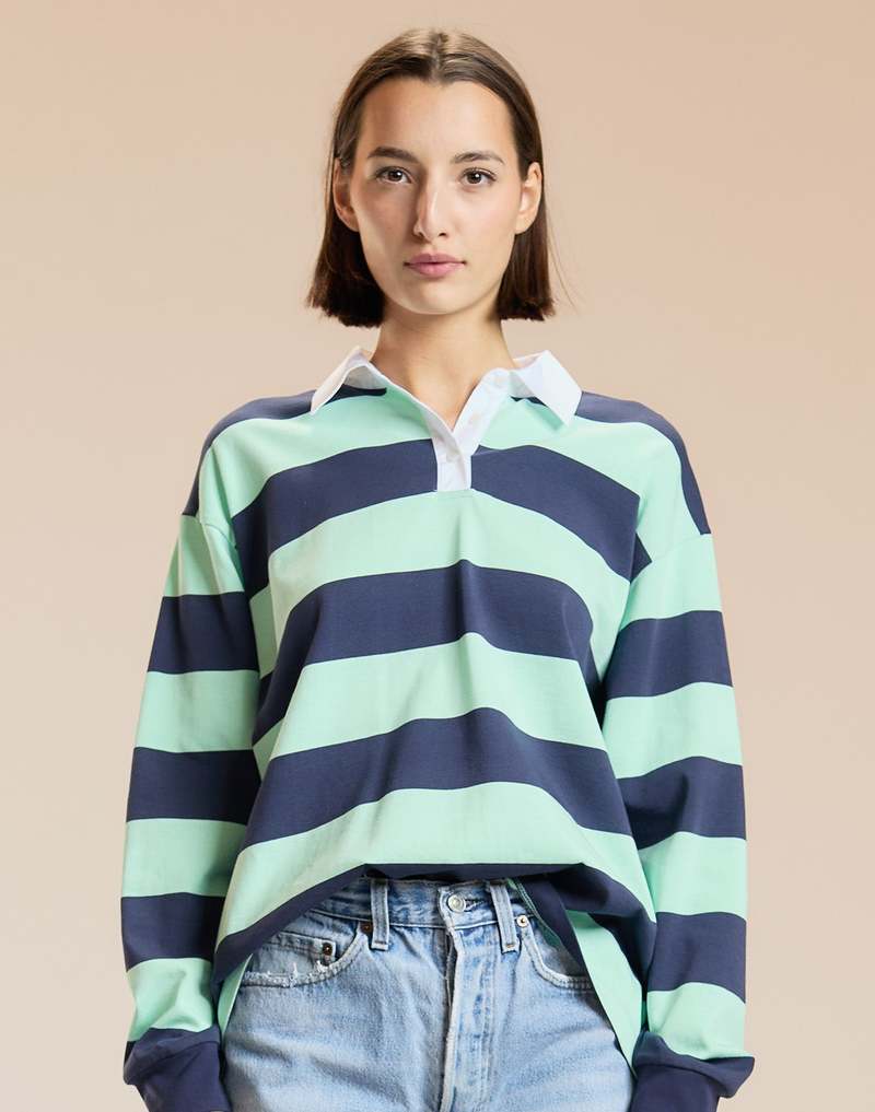 Cynthia Rowley Ardie Striped Rugby Top - NVYMNT