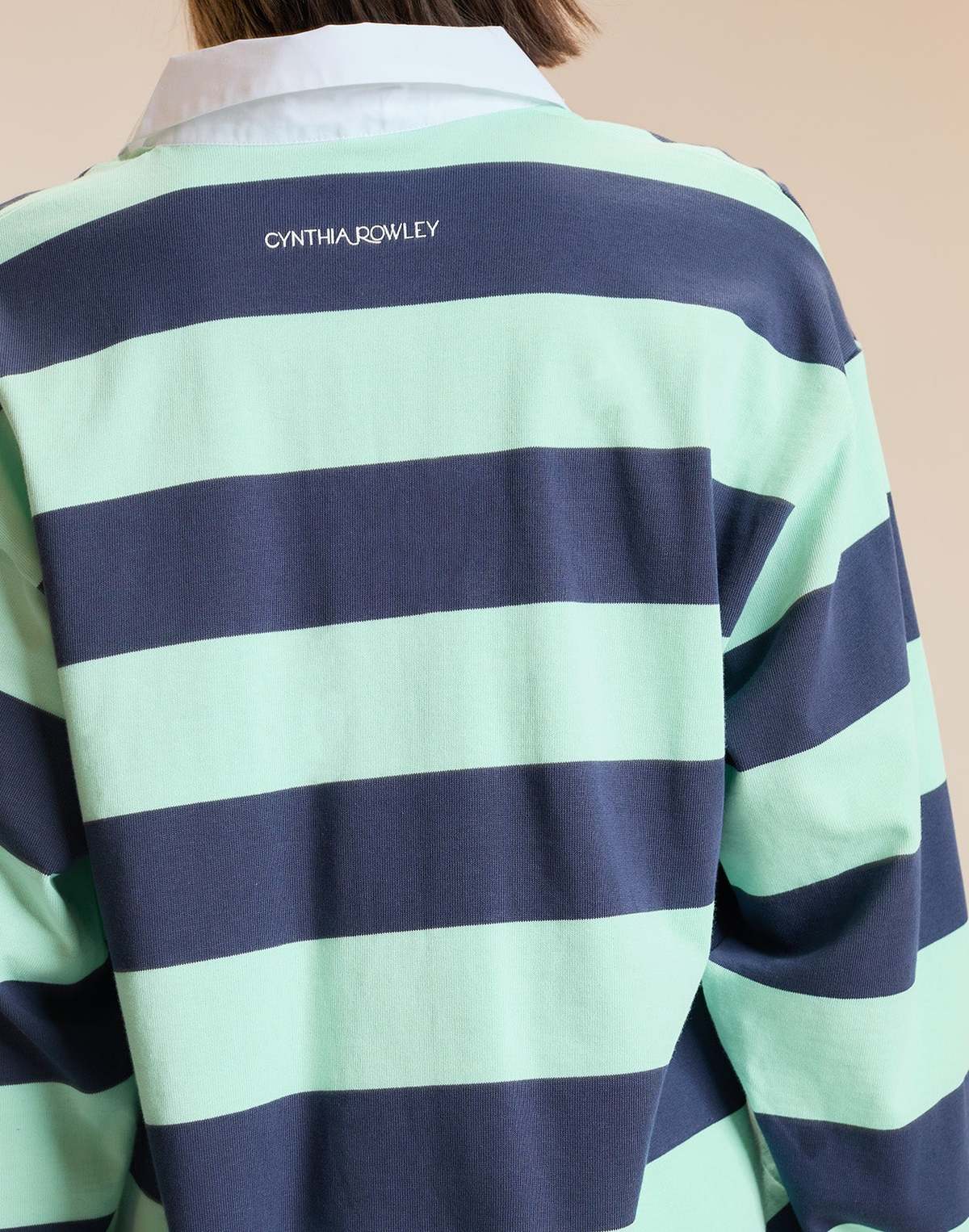 Cynthia Rowley Ardie Striped Rugby Top - NVYMNT - Image 4 of 4