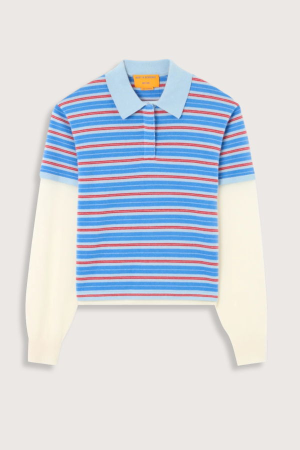Guest in Residence Layered Stripe Rugby Sweater - Sky Combo