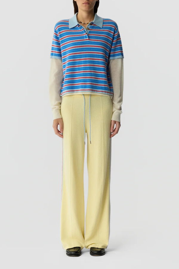 Guest in Residence Layered Stripe Rugby Sweater - Sky Combo