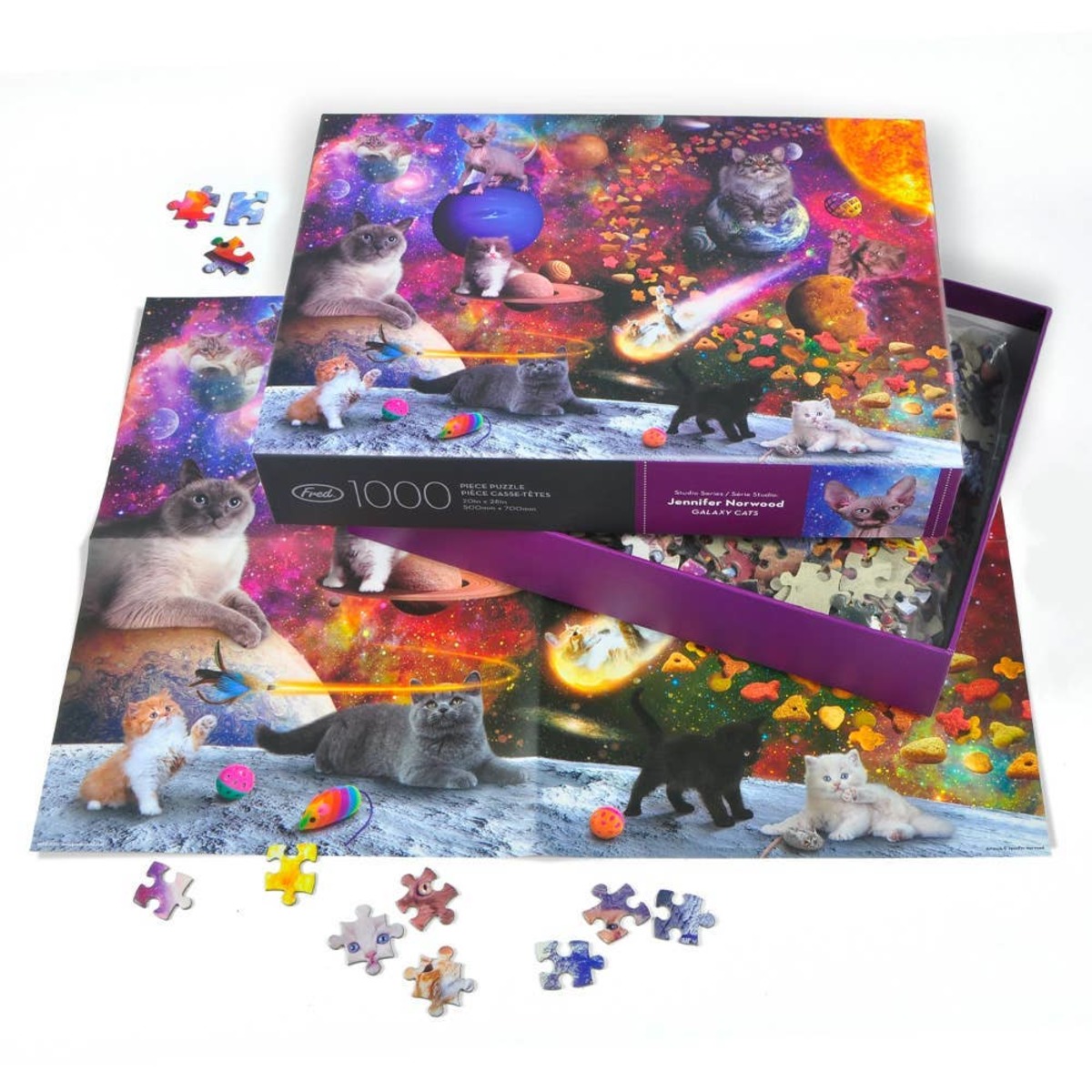 Fred & Friends Norwood Galaxy Cats 1000 Piece Puzzle - Image 2 of 2