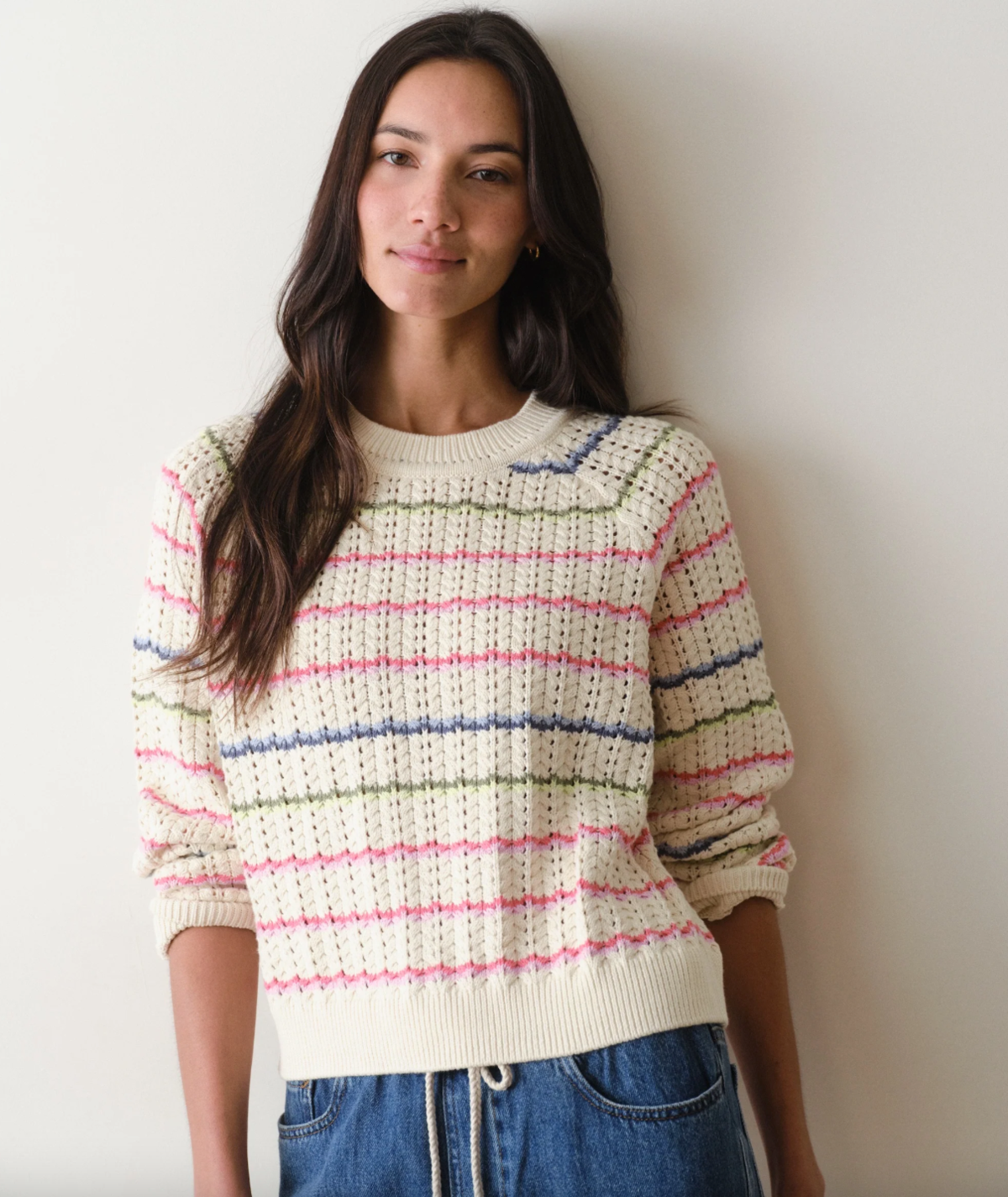 Marine Layer Rainbow Stripe Mina Pointelle Sweater - Image 1 of 1