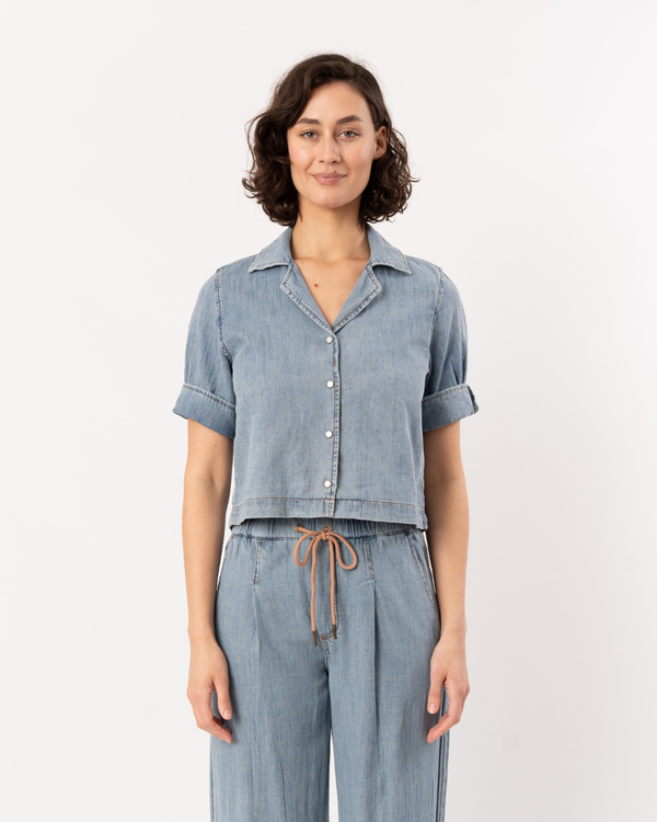 Lilla P. Denim Cuffed Shirt - Blue Wash
