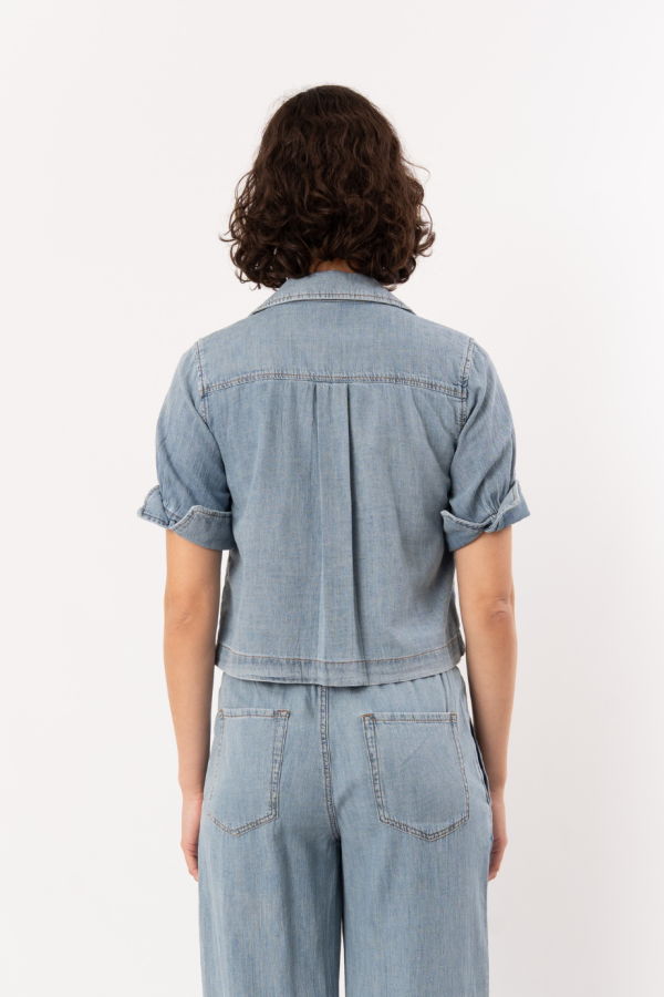 Lilla P. Denim Cuffed Shirt - Blue Wash