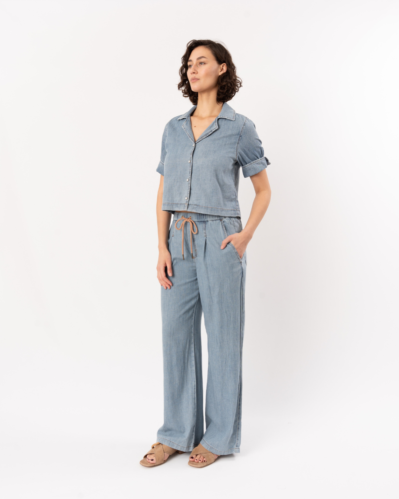 Lilla P. Denim Cuffed Shirt - Blue Wash
