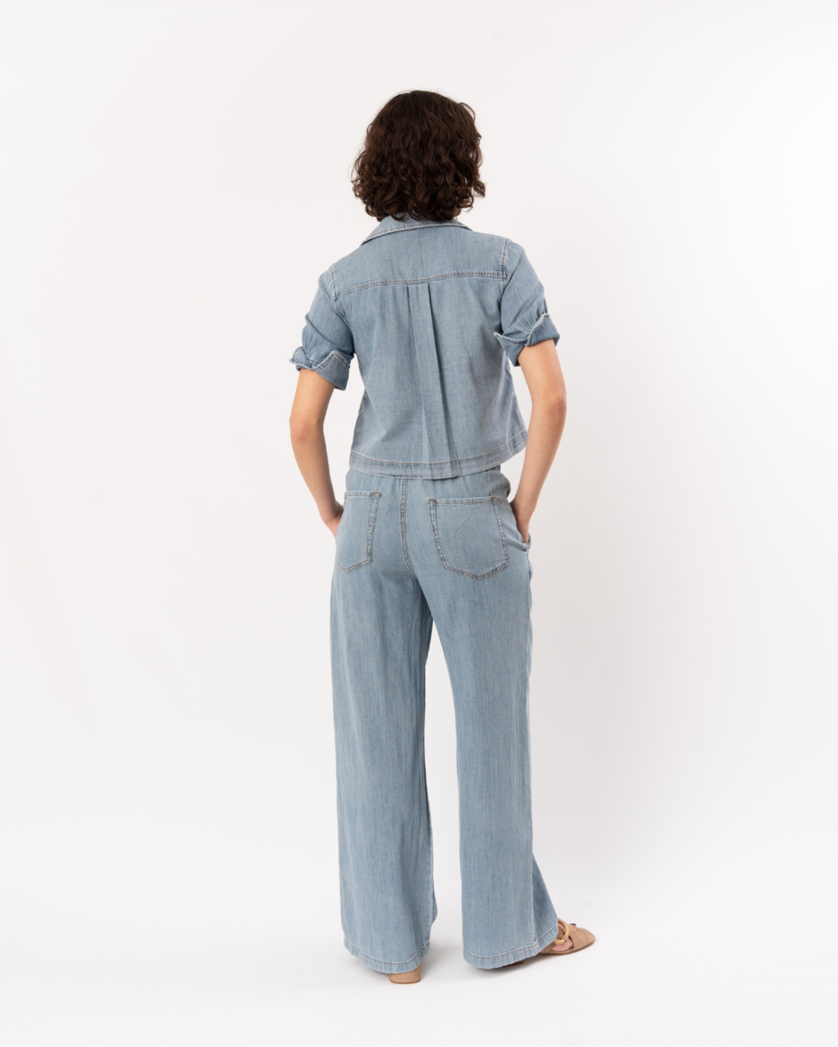 Lilla P. Denim Cuffed Shirt - Blue Wash - Image 5 of 5