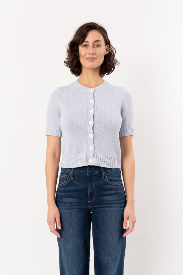 Lilla P. Elbow Sleeve Button Cardigan - Clearwater