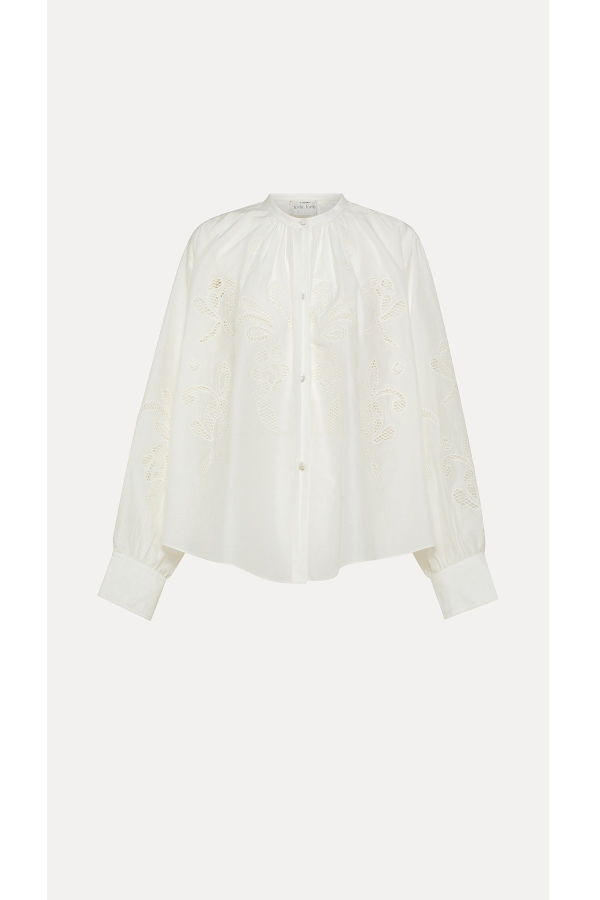 Forte Forte Lunamaris Embroidery CO/SE Voile Bohemian Shirt - Avorio