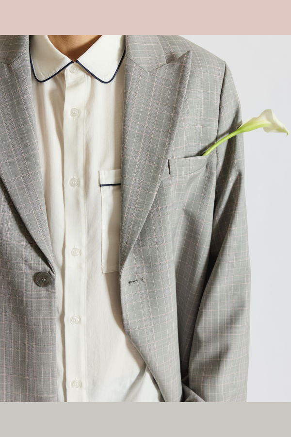 KROST Wool Plaid Single-Button Blazer