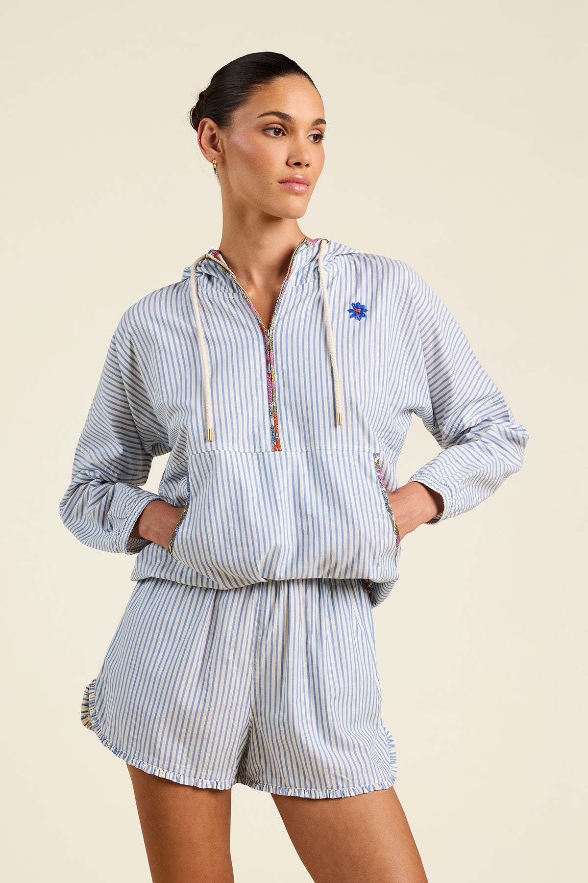 Trovata Andi Seaside Windbreaker Jacket - Seaside Stripe - Image 1 of 5